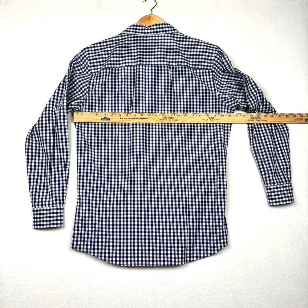 Haggar Men's Button Up Dress Shirt Blue Checkered Collar Size 16 - 34/35 Gangham